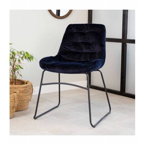 Bild von Furnwise Industrial Dining chair Lenn velvet Blue
