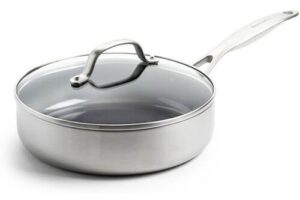 Bild von GreenPan Geneva 3-Ply Stainless Steel Non-Stick 24cm/2.6L Skillet with Lid