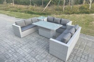 Bild von NINGBO SHIWEI JINCHUKOU YOUXIAN GONGSI T/A Fimous Light Grey Rattan Sofa Set With Versatile Rising Table   Wowcher